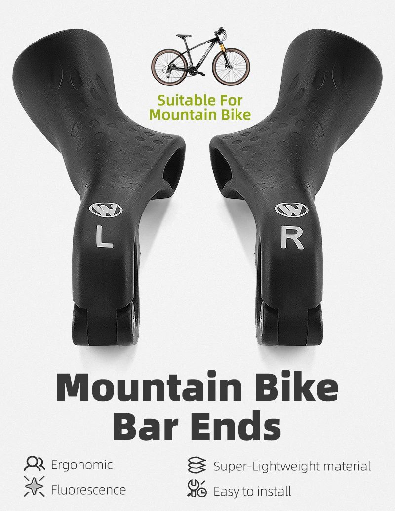 WEST BIKING Kleiner Ergonomischer Zusatzlenker mit Langer Handballenauflage und Kurzer Daumenauflage sowie Lenkerstopfen für MTB- und Rennradteile – Detail 15