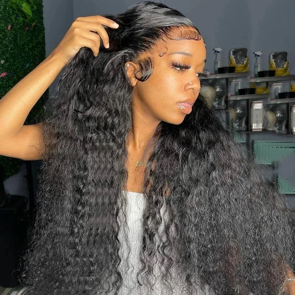 250 Density 30 40 Inch Water Wave Lace Front Wig Curly Lace Front Human Hair Wigs For Black Women HD Loose Deep Wave Frontal Wig