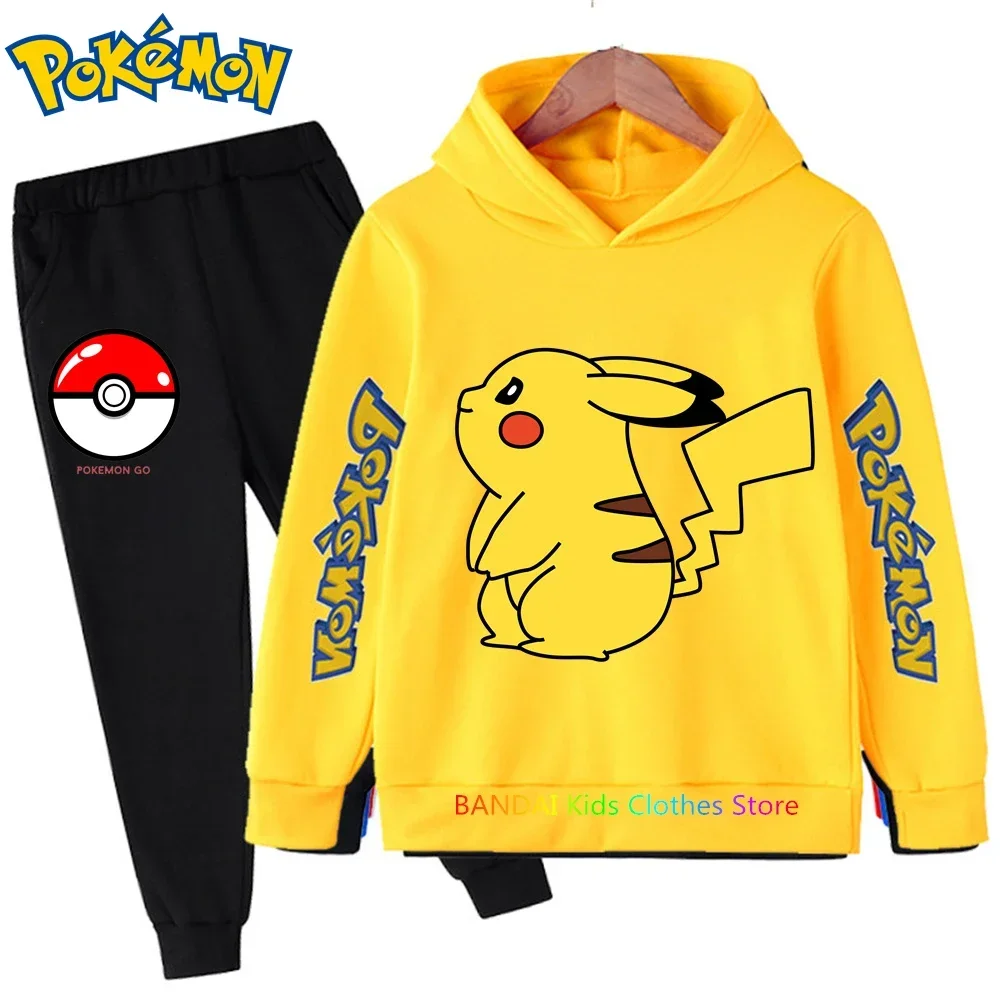 

Boys Pikachu Kids Long Sleeves Outfits Clothing 3-14 Years Children's Sets Baby Boy Casual Pokemon Tracksuit Hoodie + Pants Sets