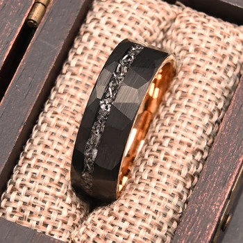 8MM Meteorite Tungsten carbide ring Men's wedding bands anillos bague homme pareja compromiso fashion jewelry engagement rings 1