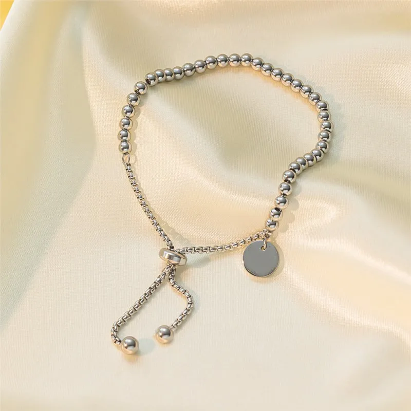 316L Stainless Steel Beads Pull Chain Bracelet for Women Men Trendy 18K Gold Plated Chain Bracelets Party Jewelry Gifts