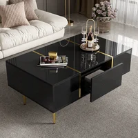 Table basse Table basse rectangulaire Table de salon Table basse rectangulaire moderne haute brillance Table à thé rangement salon 2