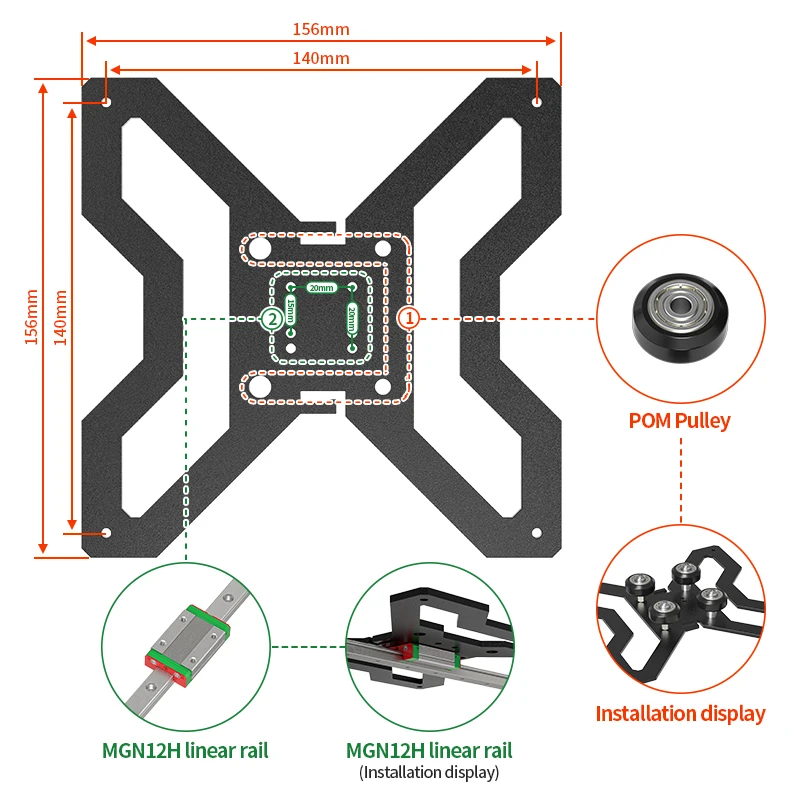 Atualização da Impressora 3d y Axis Hot Bed Placa de Suporte para 150 mm 235 mm Aluminum Heatbed Hotbed Platform Compatibilidade Linear Rail - Imagem 6
