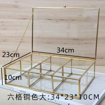 투명 유리 보석 상자 직사각형 저장 상자 보석 디스플레이 멀티 그리드 주최자 화장품 트레이