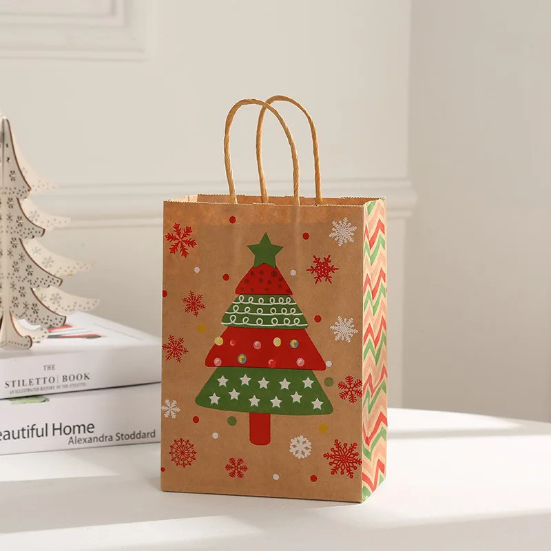8PCS Kraft Paper Bags Santa Claus Fawn Gift Bags Christmas Eve Christmas Companion Candy Gift gift bags christmas gift bags christmas candy packaging