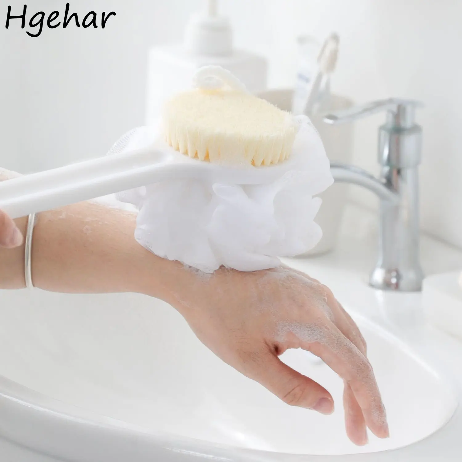 

Double Side Bath Brushes Back Massage Long Handle Shower Sponge Soft Bathroom Exfoliating Skin Care Accessories Foaming Scrubber