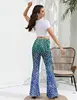[You're My Secret] Women Mermaid Style Bell Bottom Pants Fish Scale Print Elastic High Waisted Sexy Colorful Shiny Flare Pants 4