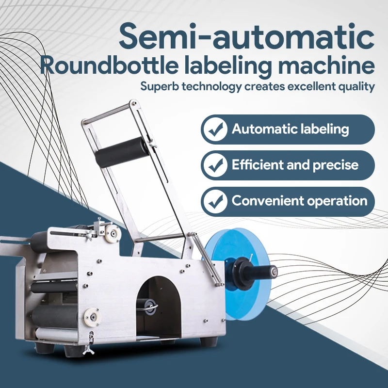 MT-50 Semi-Automatic Round Bottle Labeling Machine Labeler Machine 0.5-3.5'' Labeler 3