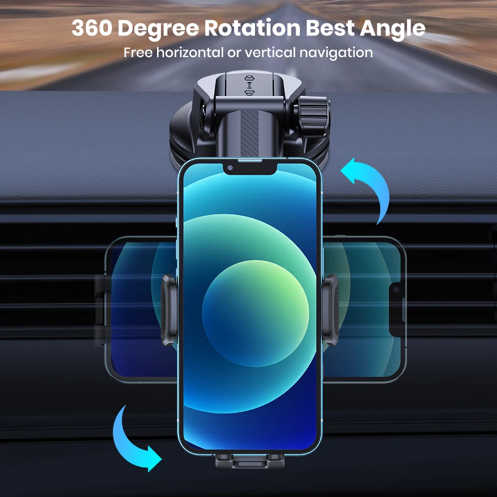 Car Phone Holder Mount Adjustable Cradle 360° Rotation for Car Dashboard/Windscr