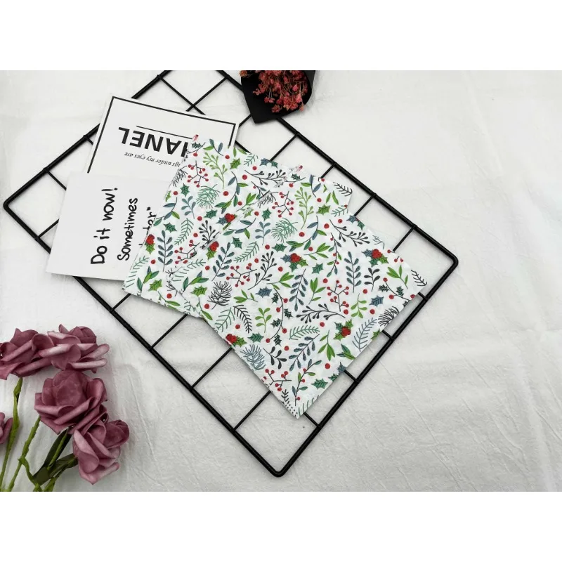 Colourful Printing Napkin Leaf Folding Mouth Cloth Paper Western Restaurant Wedding Decoration Table Wood Pulp Facial Tissue 20p