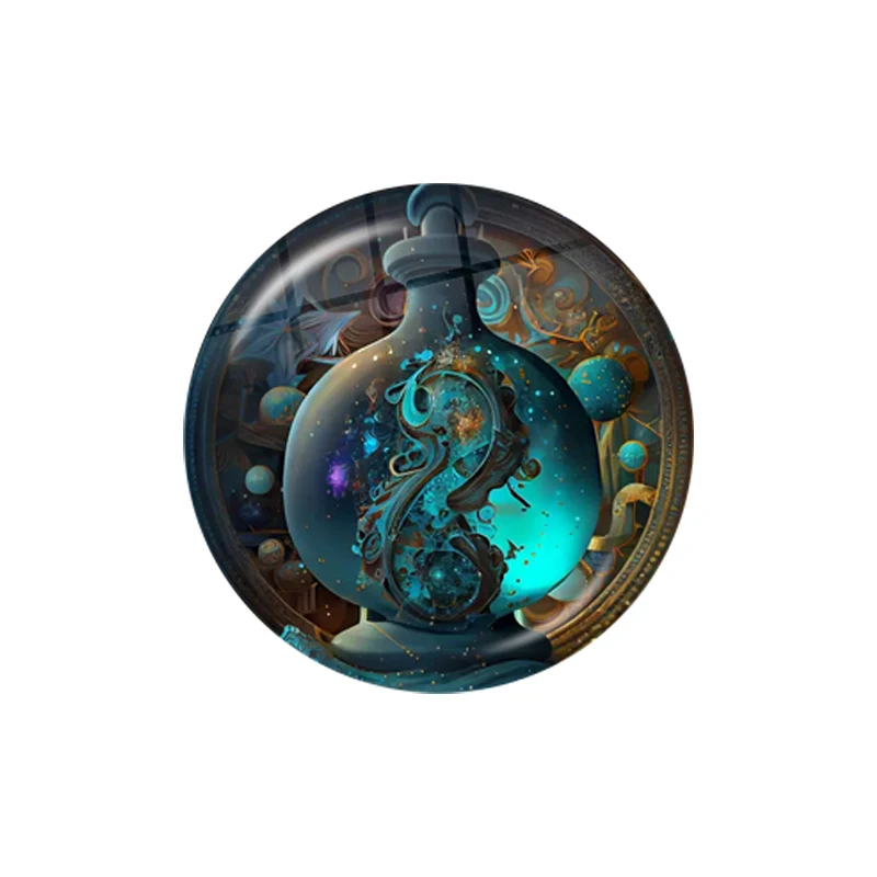 Zodiac Punk Mysterious Glass Cabochon - Handmade Constellation Art Piece