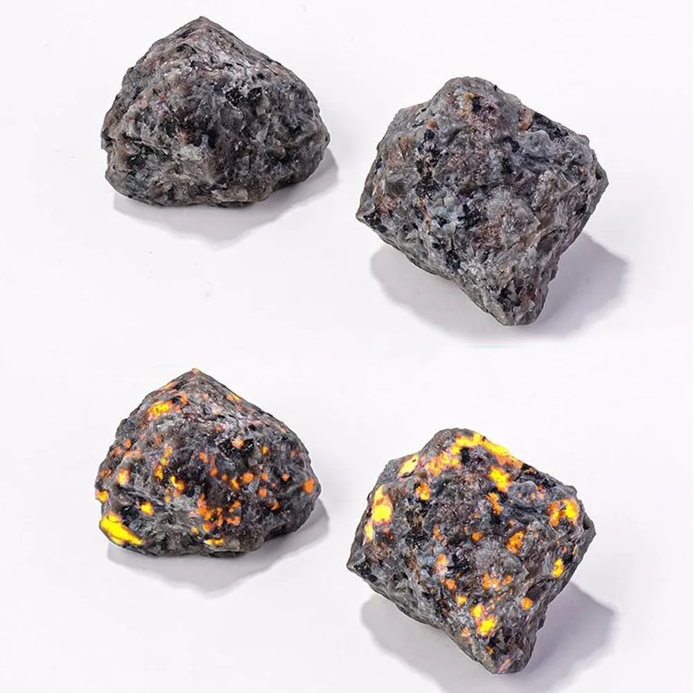 1PC Rough Yooperlite UV Fluorescent Emberlite Glowing Fire Rocks Chunks Stone Flamestone Decor
