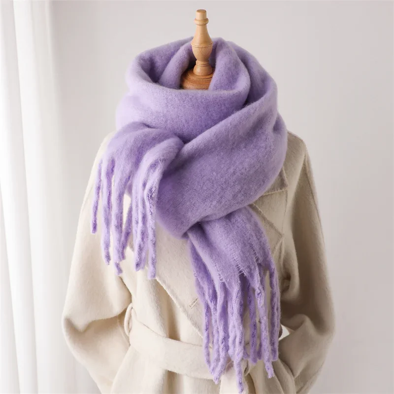 Women's Cashmere Warm Winter Scarf with Tassels