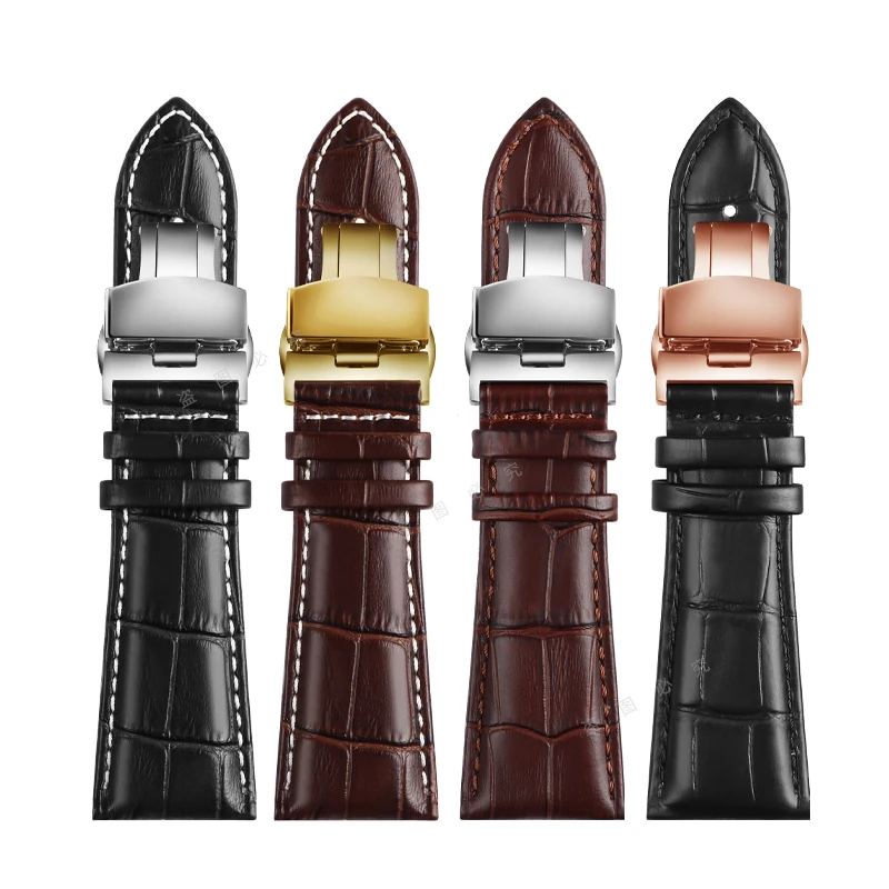 Large Width Genuine Leather Watch Strap