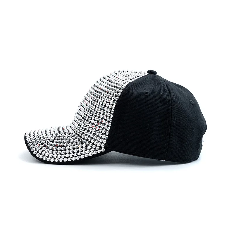 Fashion Women Diamond Inlay Cap Spring Summer Hip Hop Kpop Dance Baseball Caps Simple Plain Party Street Hat