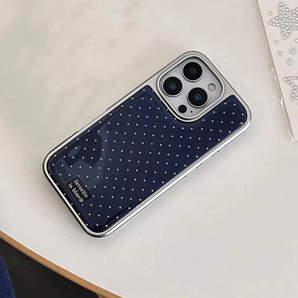 Full Screen Blue Wave Point Electroplated Resin Phone Case