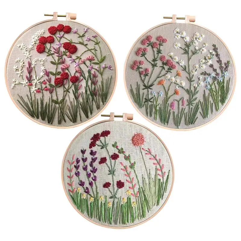 

Flower Embroidery Kit DIY Art Crafting Tools with Detailed Instruction Flower Craft Practice Cross Kits to Learn Stitches