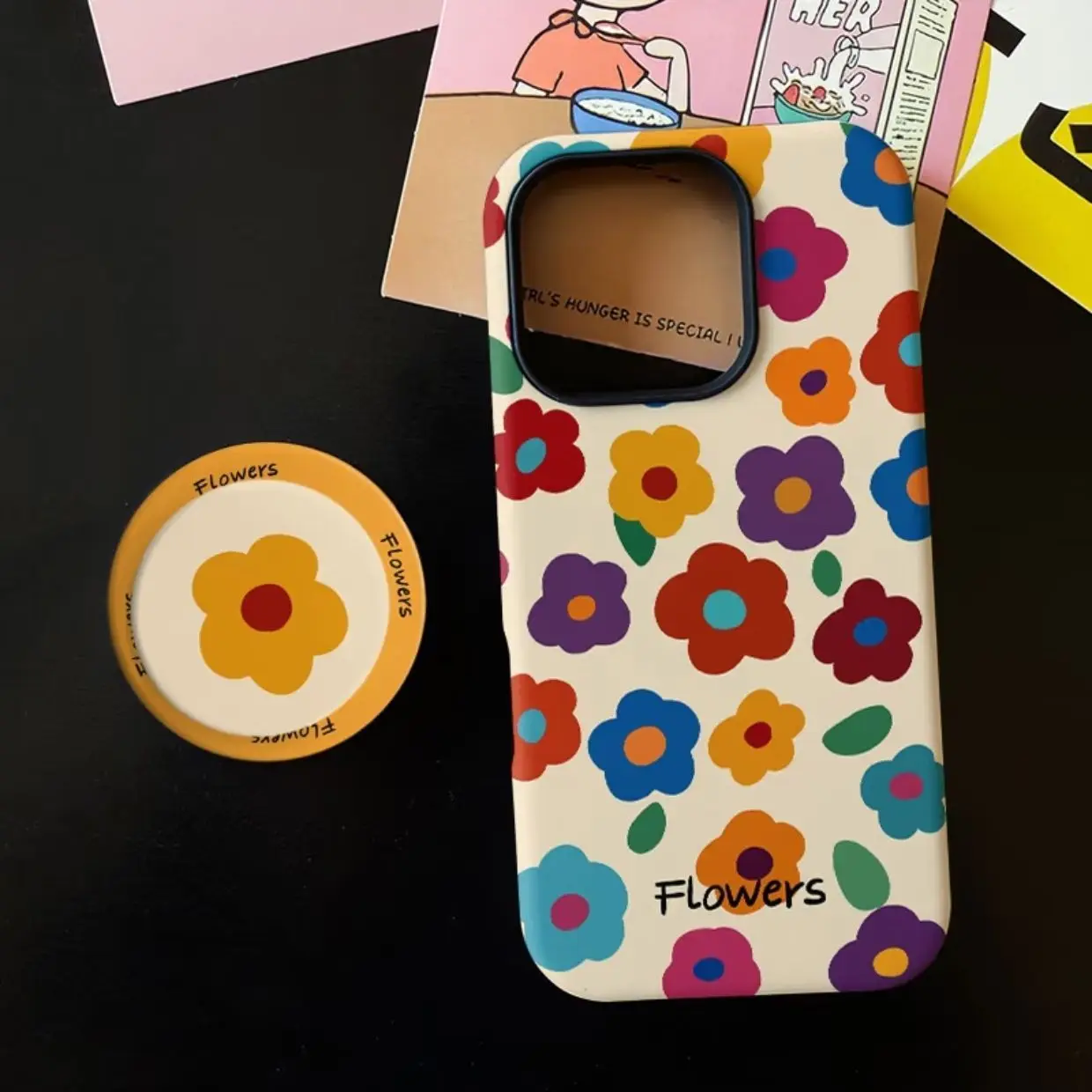 Luxury Colorful Flowers Fashion Double-Layer Back Phone Case Cover
