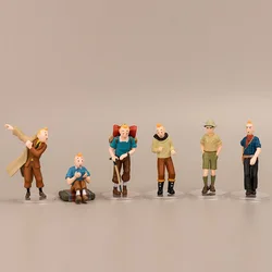 New 6pcs/Set 8cm Anime Cartoon The Adventures of Tintin Action Figures Cute Comic Tintin Milou Dupont PVC Toys Gifts For Kids