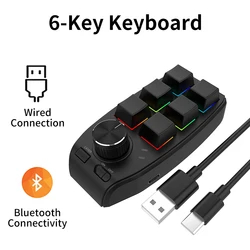 Wireless Mini Macro Mechanical Keypad with Customizable Knob (Black wired BT)