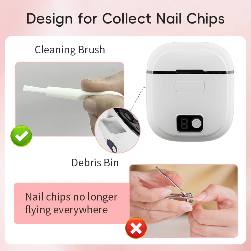 Electric Nail Clipper 3Speed Levels Automatic Nail Clipper Nail Clip Storage and LCD Light USB for Adults Seniors Babies Kids 3