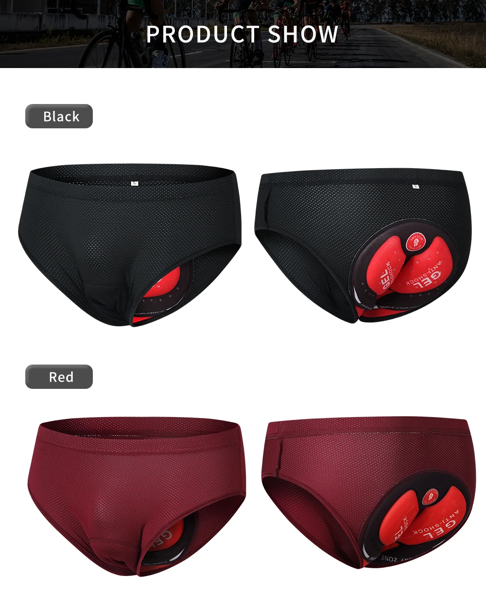 WOSAWE Männer Radfahren Shorts MTB Rennrad Reiten Unterwäsche Gel 3D Gepolsterte Dreieck Shorts Atmungsaktive Unterhose Herren Slips – Detail 7