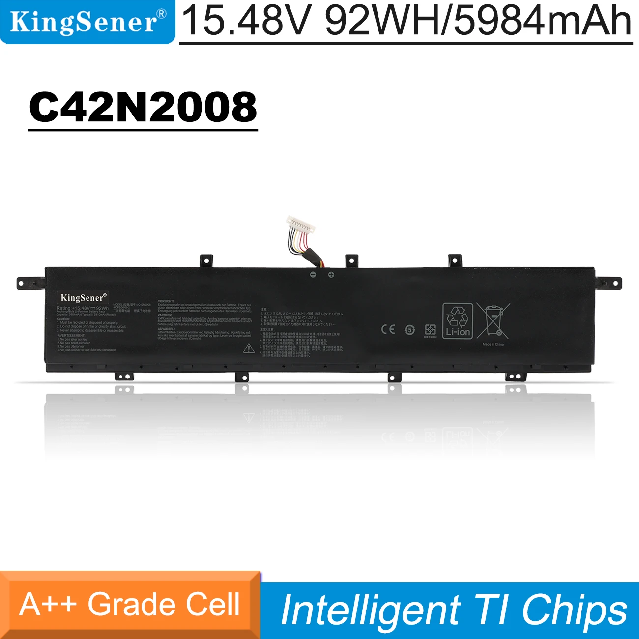Bateria do Portátil para Asus Zenbook Pro Duo 15 Oled Ux582 Série Ux582lr Xs74t Ux582lr-h2002ts H2003r Lr-xs74t Kingsener-c42n2008
