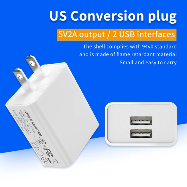 American Travel Adapter Conversion Plug 2A USB Charger Fast Charging Source  Mobile Phone Charger In Mexico