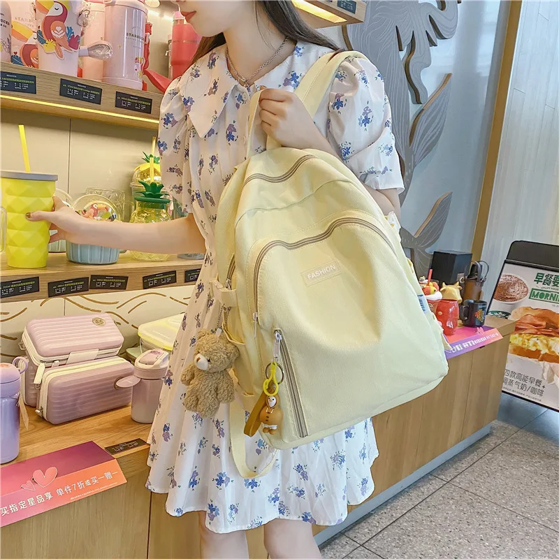 

2022 New Backpack Schoolbag Girls Korean Preppy Style Student Simple Fresh and Solid Color Girls School Backpack for College