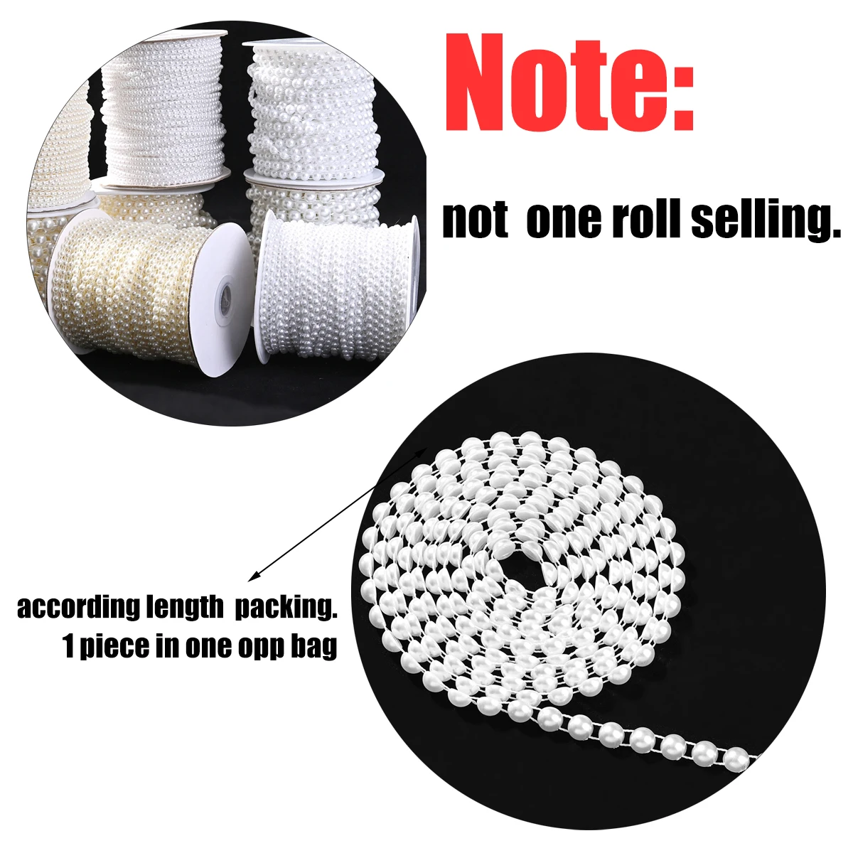 Acrylic Beads Chain 3/4/6/8mm Half Round Cabochon Pearl Beads Garland String White Ivory Color Acylic Beads Chain For Wedding Decoration DIY Jewelry