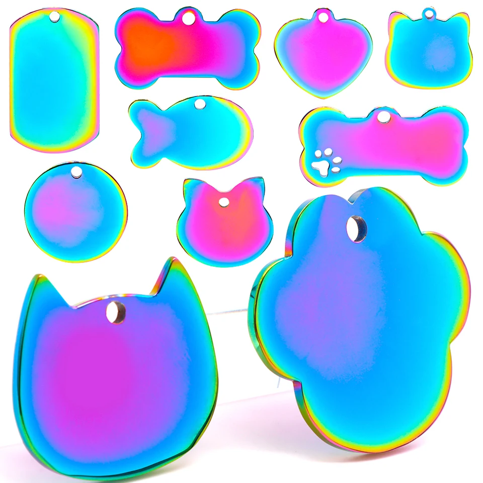 Medagliette Identificative Per Cani Color Arcobaleno, Ossi In Acciaio - Foto 11