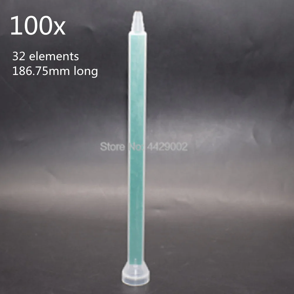100pcs Static Mixer 186.75mm Long Epoxy Mixing Nozzle 2 Part Adhesives