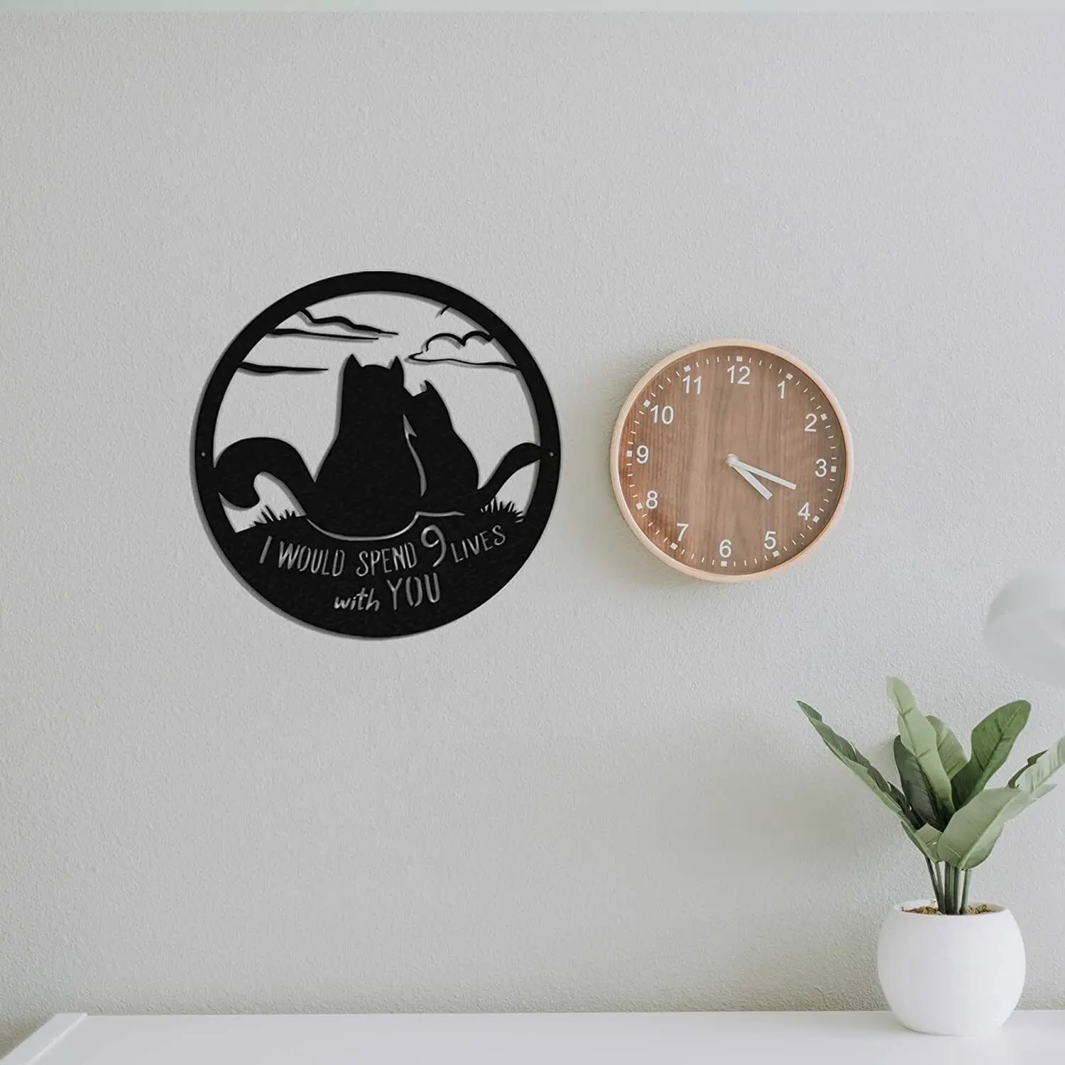 

Metal Wall Art - Cat 9 Lives - Metal Wall Art - Black