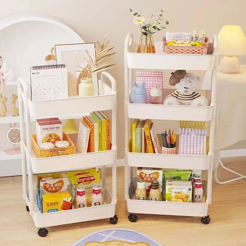 Storage Rack Mobile Trolley Bedroom Multi-Layer Organizer Household Kitchen Multifunctional Cart With Wheels Shelf