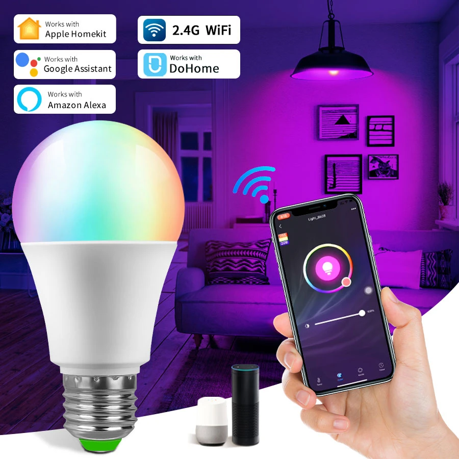 DoHome Smart Bulb WiFi Alexa Lamp Google Home HomeKit Siri Voice