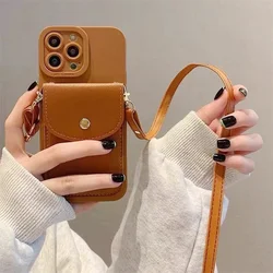 Luxury Crossbody Leather Wallet Case with Card Holder and Lanyard Strap - S23 FE (Brown)