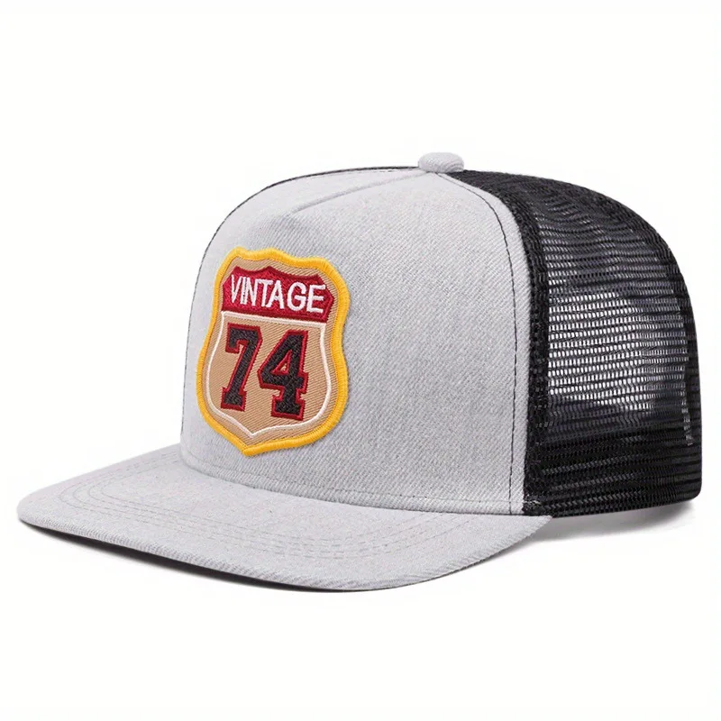 Baseball Caps Men's and Women's Flat Brim Hats Street Embroidered Figure 74 Hip Hop Hat Shade 2