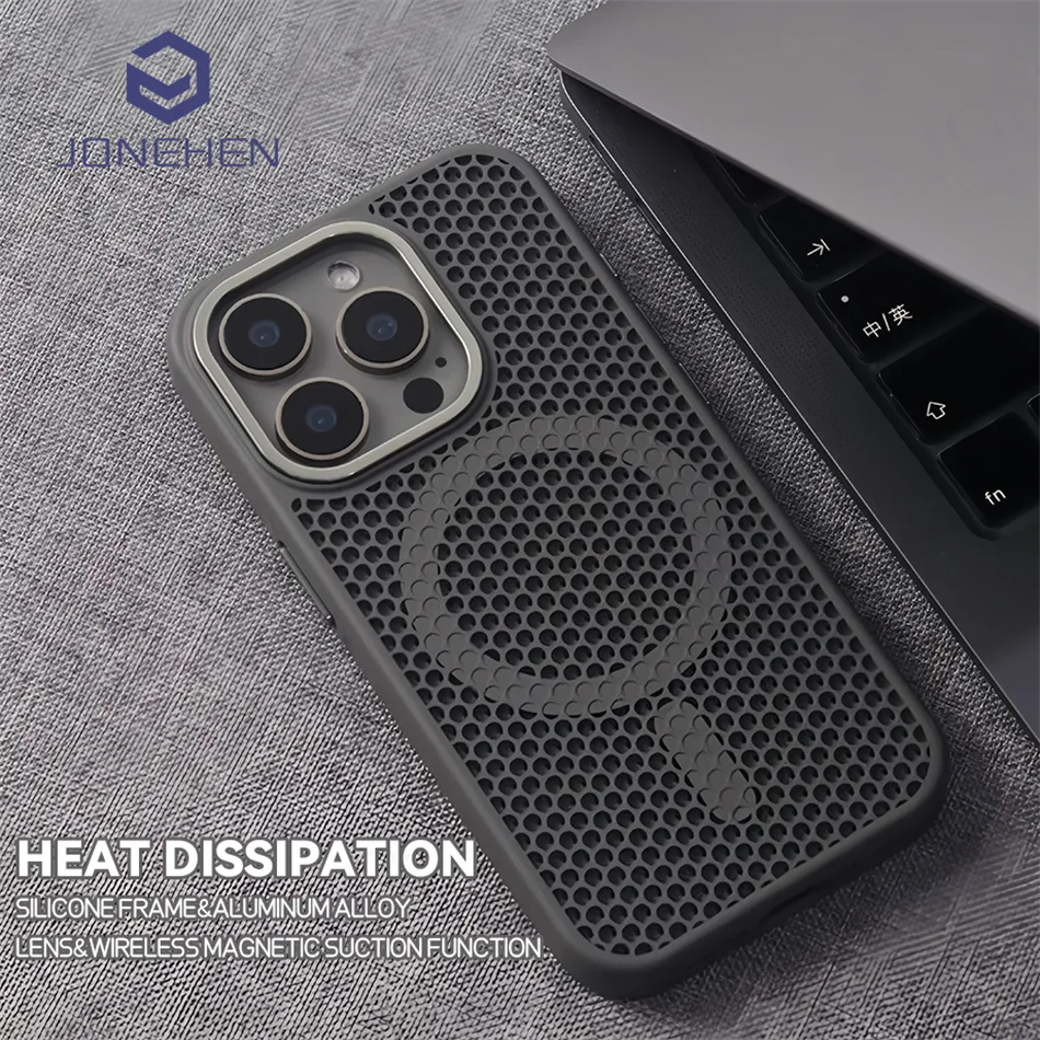 Breathable Armor Cover with Heat Dissipation Mesh for Magnetic Wireless Charging Case