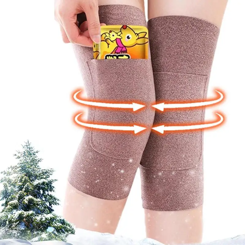 1 Pair Winter Warm Knee Pads With Pocket Knee Pads For Women Men Old People Cold Leg Pad Running Cycling Protector
