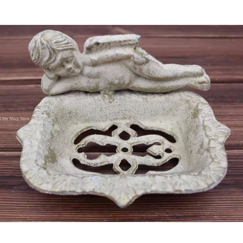 

Handmade Cute Angel Soap Box Cast Iron Process Drainage and Bathing Products Creative Home Accessories Home Decor