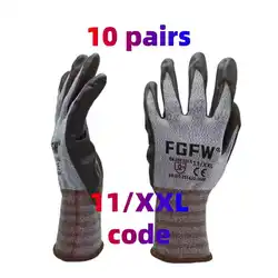 Enhanced Nitrile Coated Safety Gloves - Touchscreen Friendly, Anti - Slip, Breathable & Durable for Gardening and Workshop Tasks (XXL - size 10 pairs)
