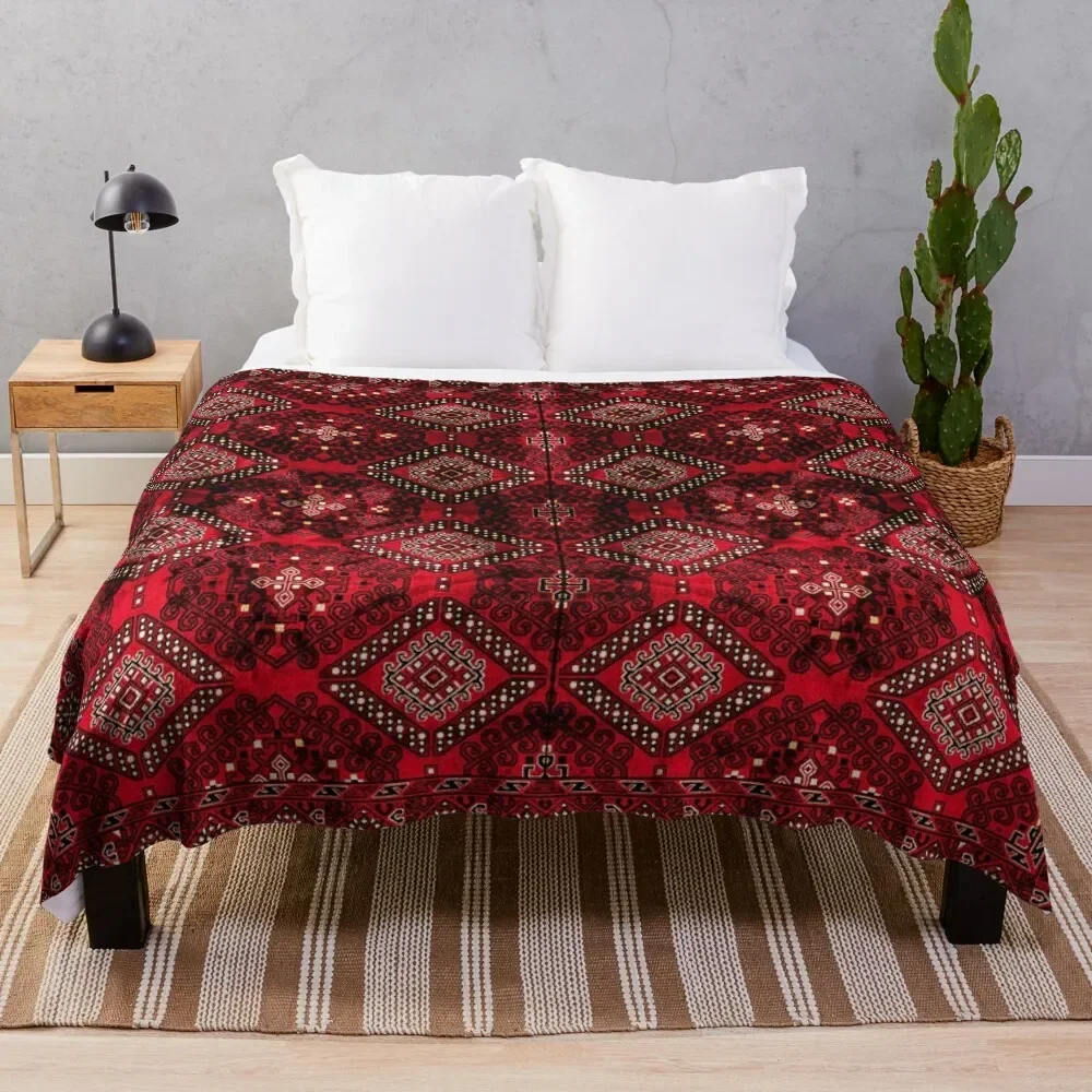 

Oriental Traditional Vintage Royal Red Moroccan Style Design Throw Blanket Loose Sofa Throw For Decorative Sofa Summer Blankets