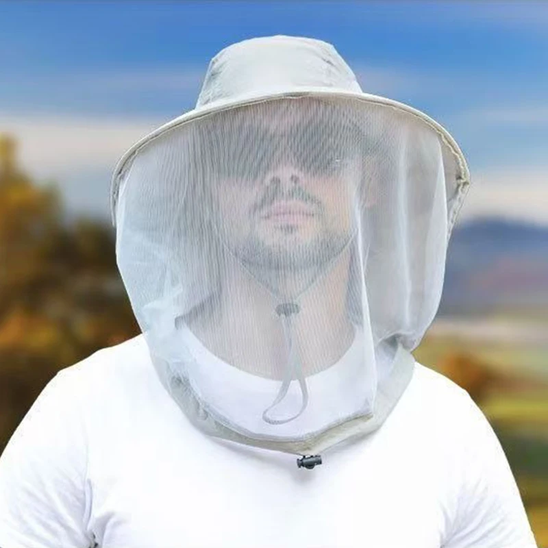Description Picture 4 of itemMosquito Prevention Cap Fishing Insect Protective Hat Mosquito Head Net Full-Mesh Drawstring Windproof Strap Beekeeping Cap