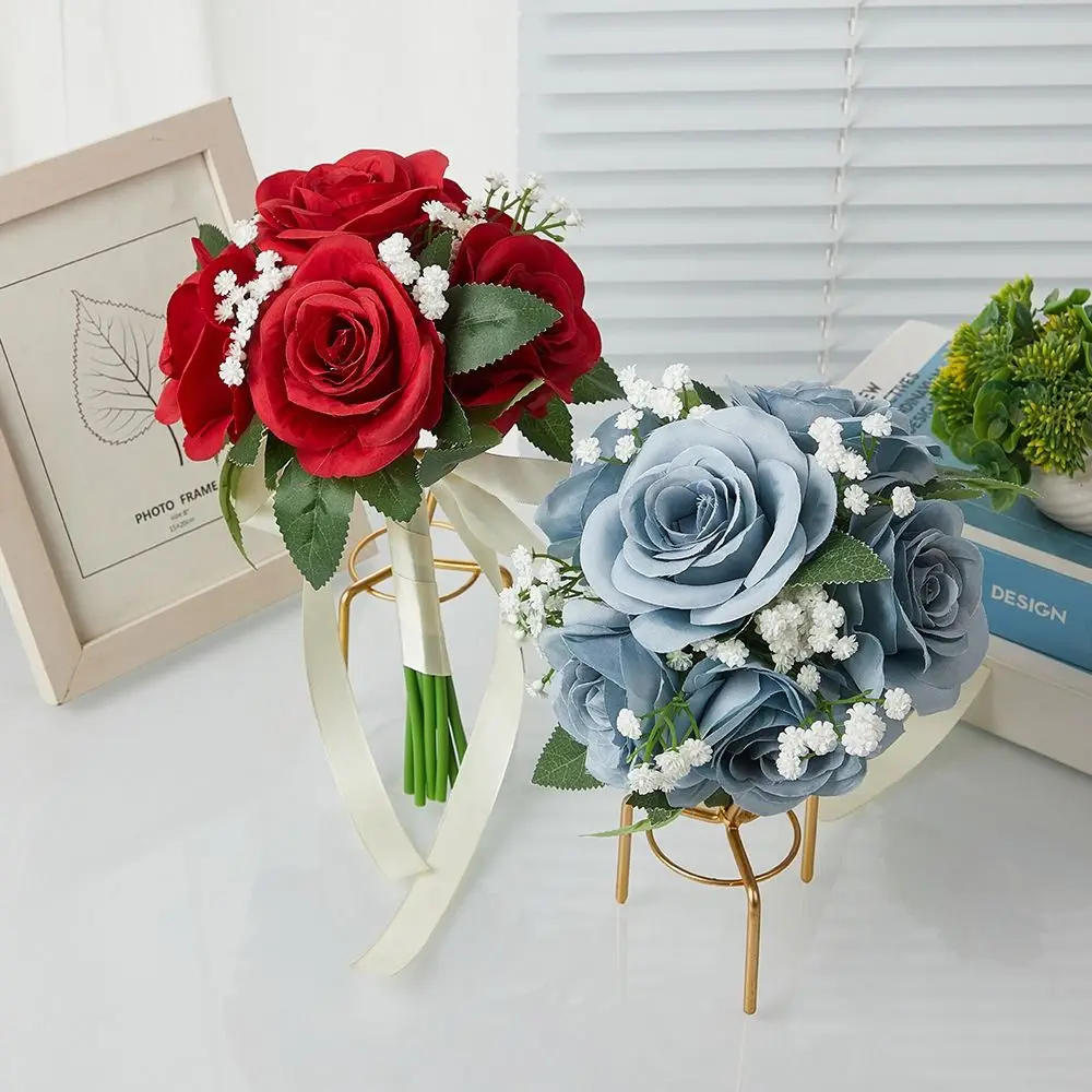 Bouquet da Sposa in Fiori di Seta Preconfezionato, Fiori Artificiali Riutilizzabili Multifunzionali per la Sposa - Image 3