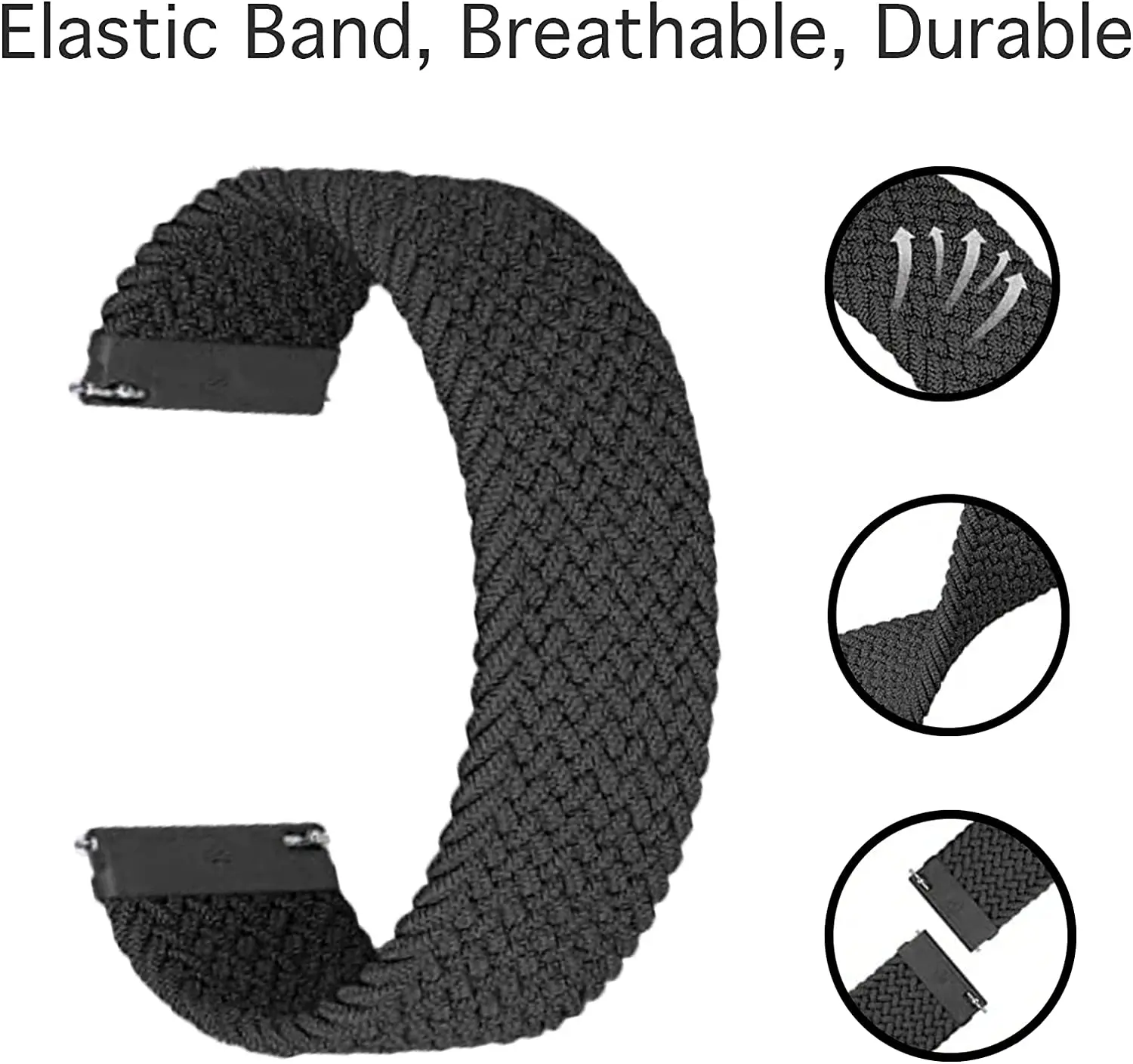 Braided Solo Loop Bracelet Strap for Smartwatch - Compatible with Various Models