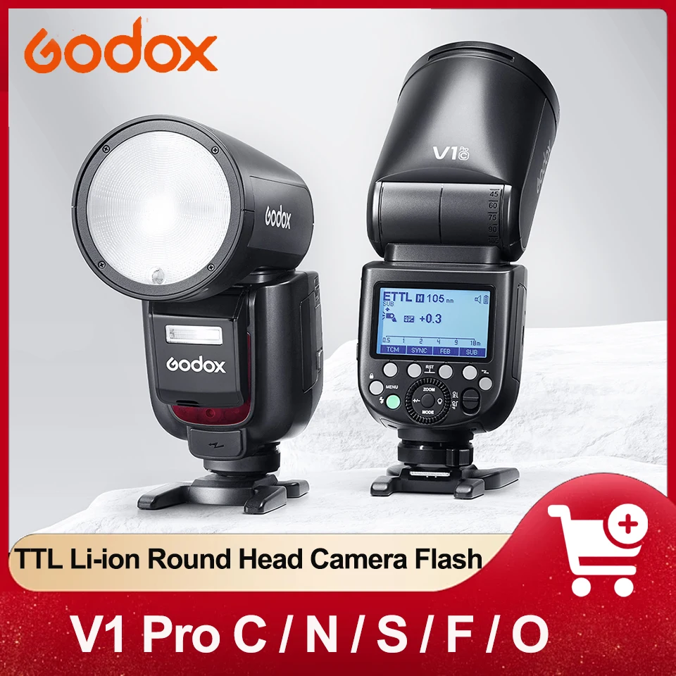 Godox V1 Pro Ttl Li-Ion Round Head Camera Flash Trasmissione Wireless Speedlite Flash Per Canon Nikon Sony Fuji Olympus