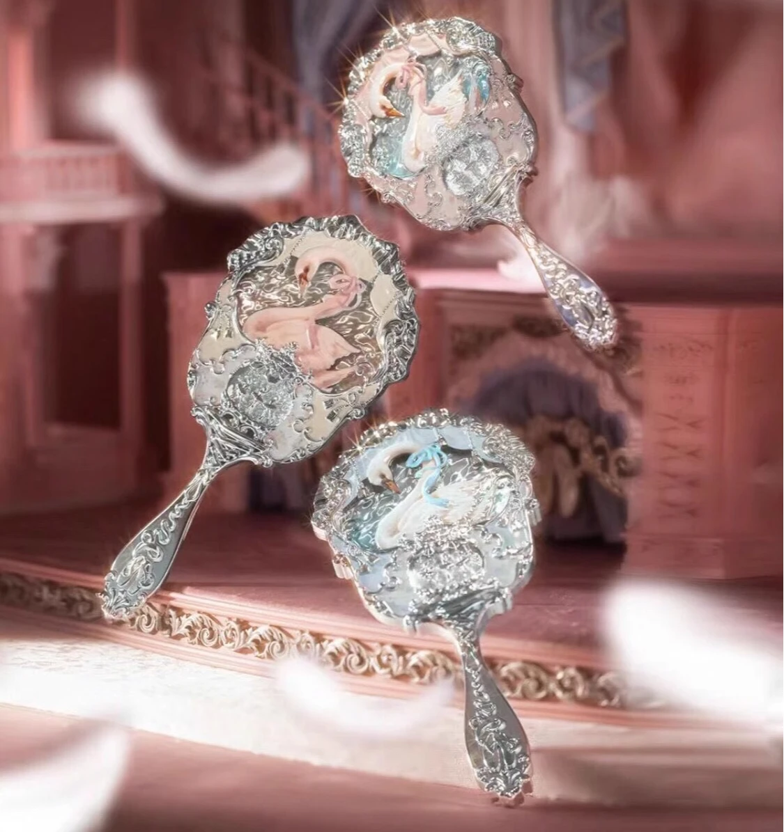 Flower Knows Strawberry Rococo Lip Glaze Hand-held Mirror Makeup