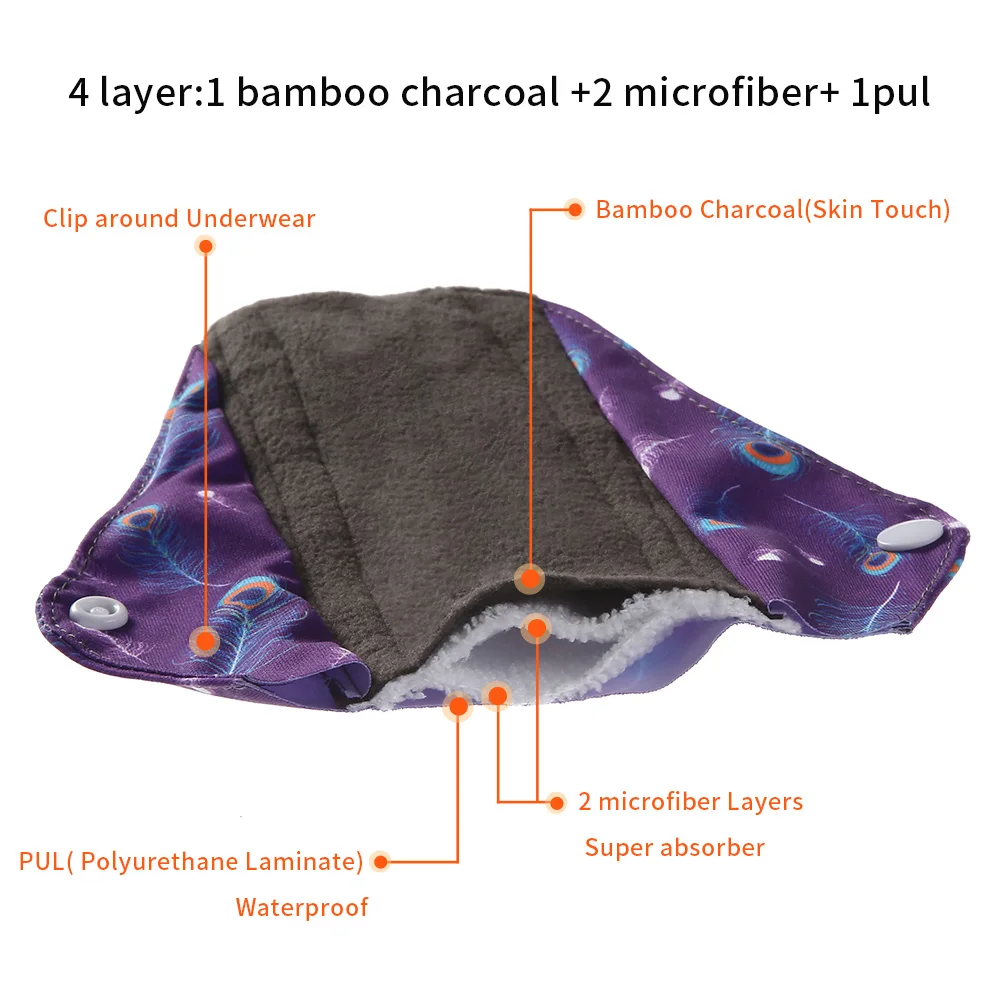 10pc Reusable Menstrual Panties Pads Monthly Period Gaskets Women's Washable Sanitary Napkin Lady Menstrual underwear Cloth Pads 4