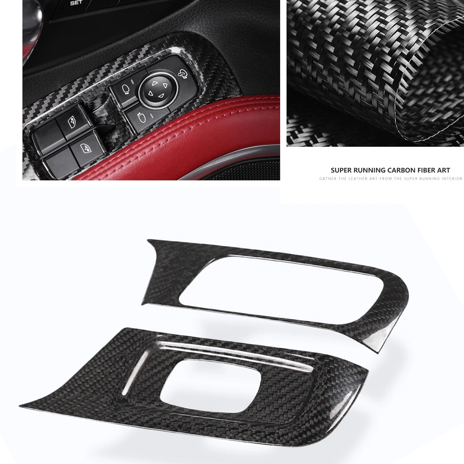 

2PCS Car Interior Button Panel Sticker Window Lift Control Switch Cover Trim For Porsche 718 Cayman 2016 2017 2018 2019