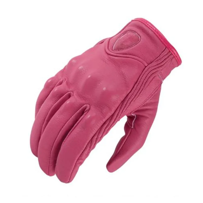 Unisex Leather Motorcycle Gloves with Carbon Protection - Winter Ready
